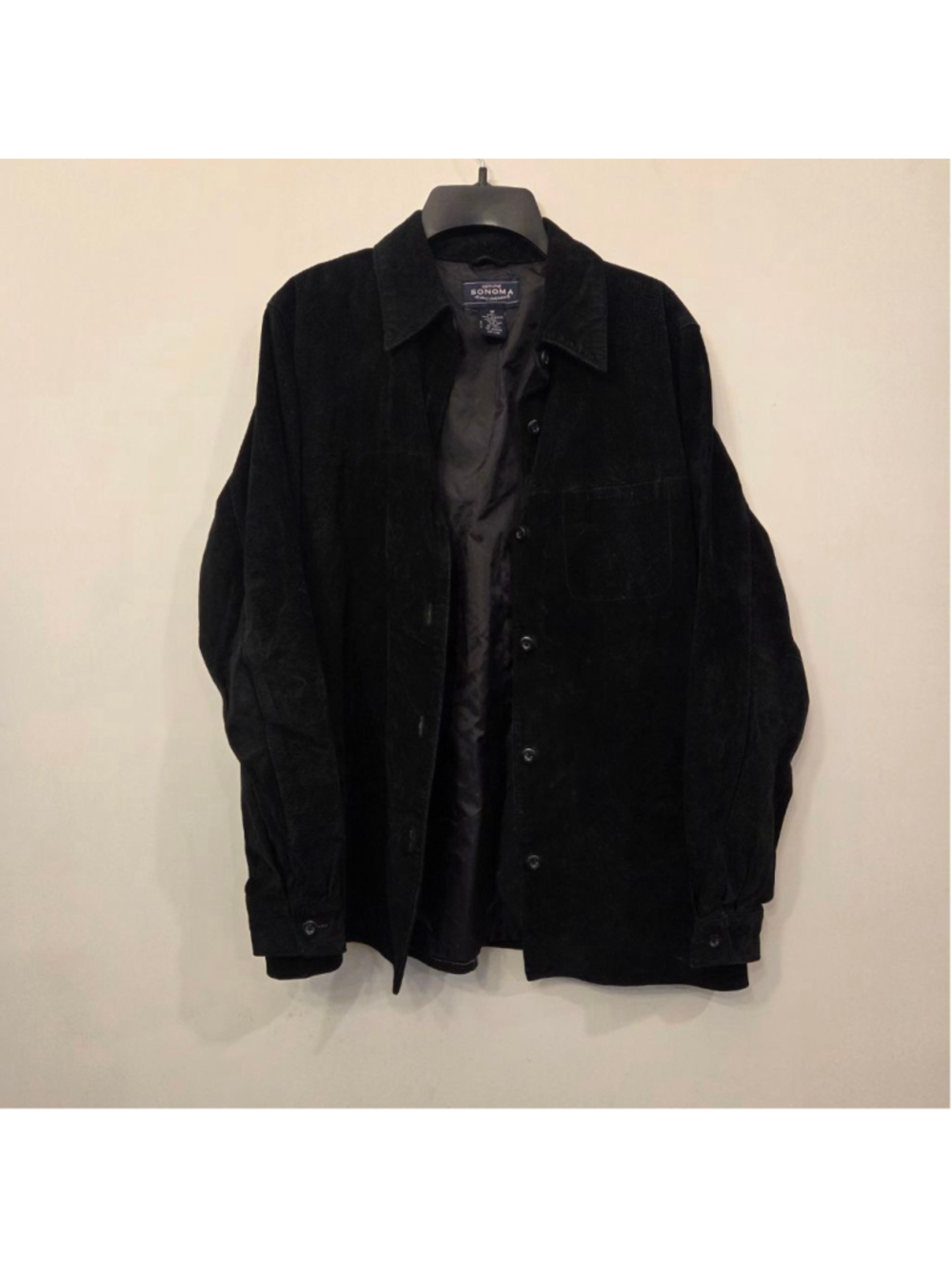 Sonoma Jean Company unisex Black Suede Lightweight Shirt Jacket size Medium